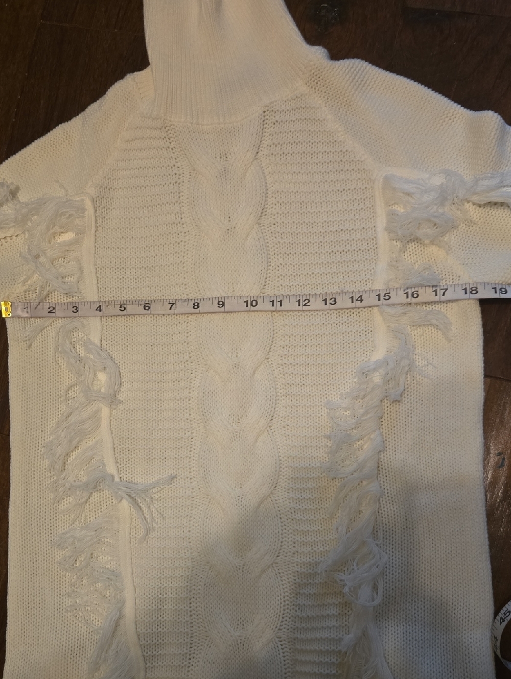 BTFBM Cream Knit Fringe Turtleneck Sweater Size S - Picture 7 of 9